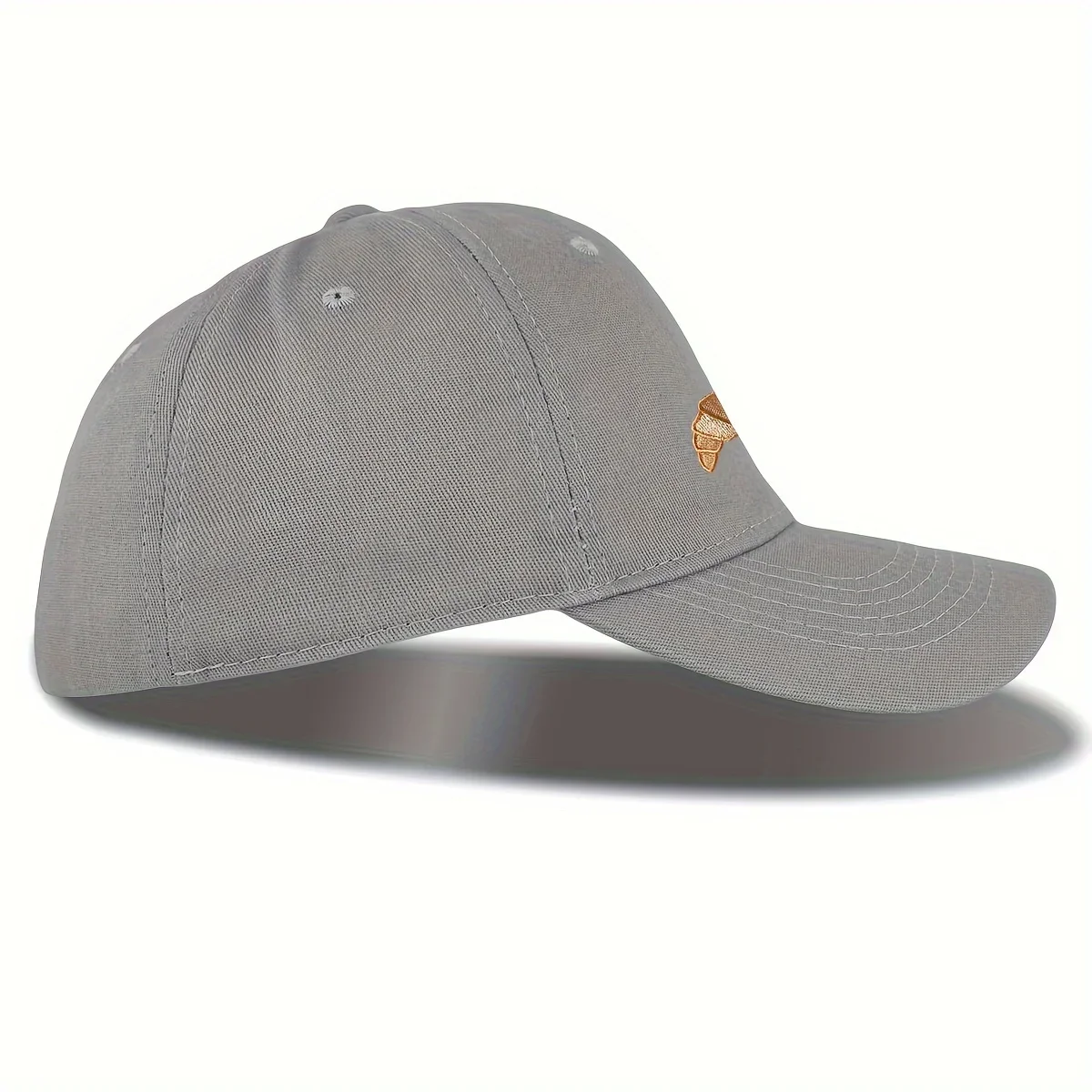 Adjustable Breathable Cotton Baseball Cap - Versatile Embroidered Croissant Pattern Dad Hat with Sunshade for Outdoor Sports 5