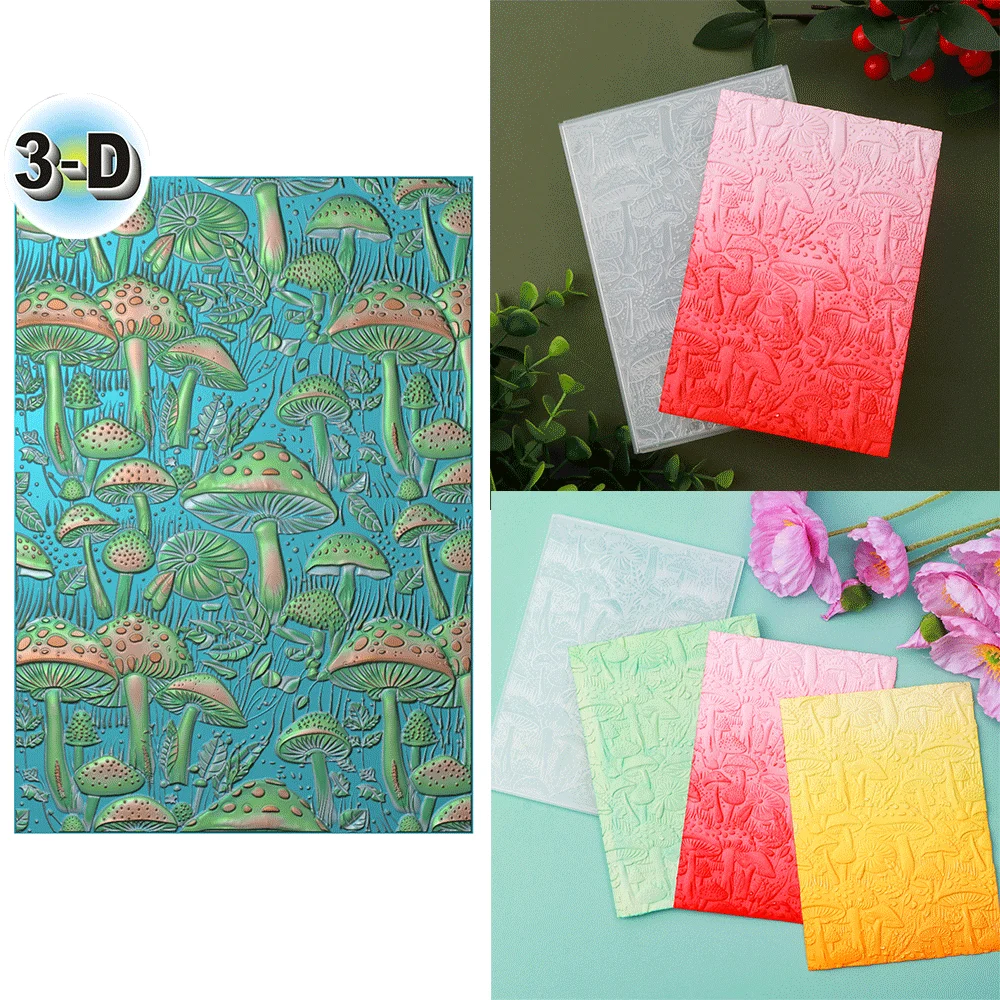 숲 버섯 3D 엠보싱 폴더 종이 공예 엠보싱 템플릿 자연 DIY 인사말 카드 스크랩북용