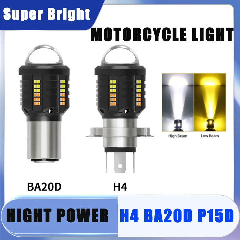 Motorcycle Led Headlight H4 BA20D P15D Bulb Canbus Hi/Lo Beam No Error 3570 CSP 12V 6000K For Motorbike