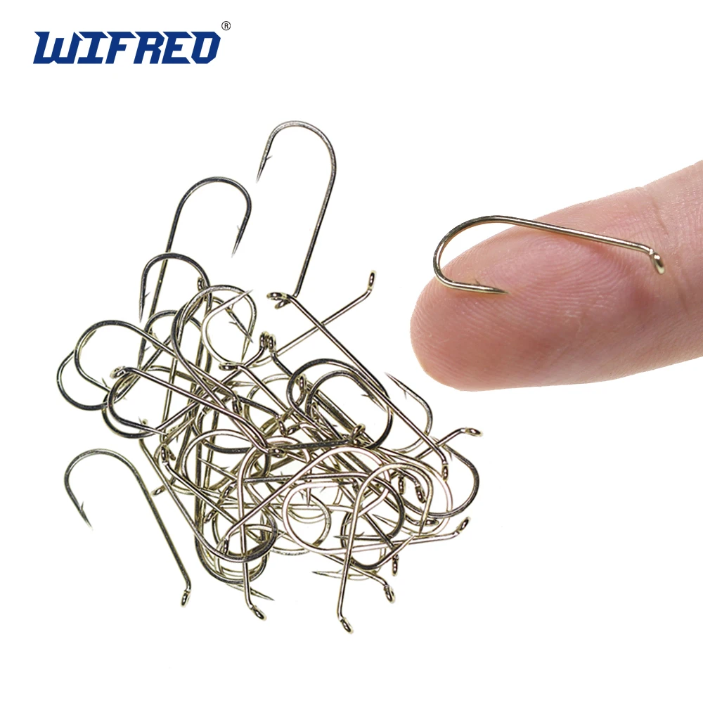 Wifreo 50/100/200PCS 1X Long Shank Down Eye Dry Fly Hook Nymph Tying Hook Sharp Carbon Steel Trout Fishhook Standard Wire #8-#22