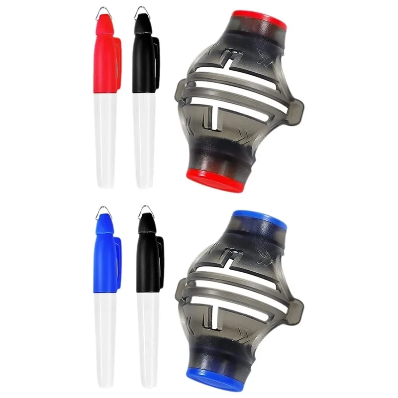 360 Degree Golf Ball Marker Rotating Line Drawer Training Aid Kit with 2 Washable Markers for Practice Alignment and Swing Impro