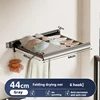 Folding Clothes Drying Net Punch-free Retractable Load-bearing 10kg Balcony Bathroom Bedroom Storage Rack With Hooks 6
