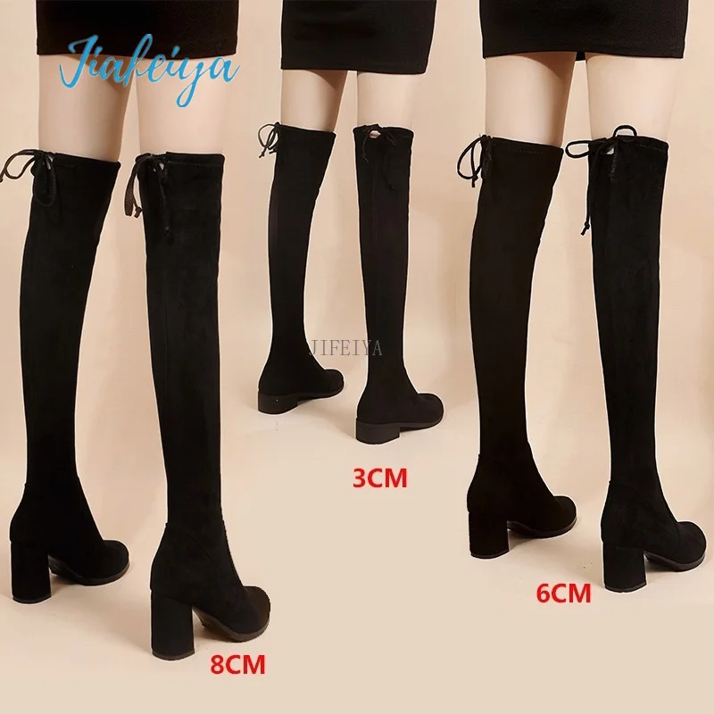 Women's Over The Knee Boots Stretch 2022 Autumn Fashion Female Platform Boot Ladies Sock Shoes Woman Long Boots Square Heel