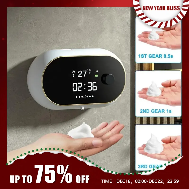 Creative Liquid Foam Soap Dispensers Time Temperature Display Human
