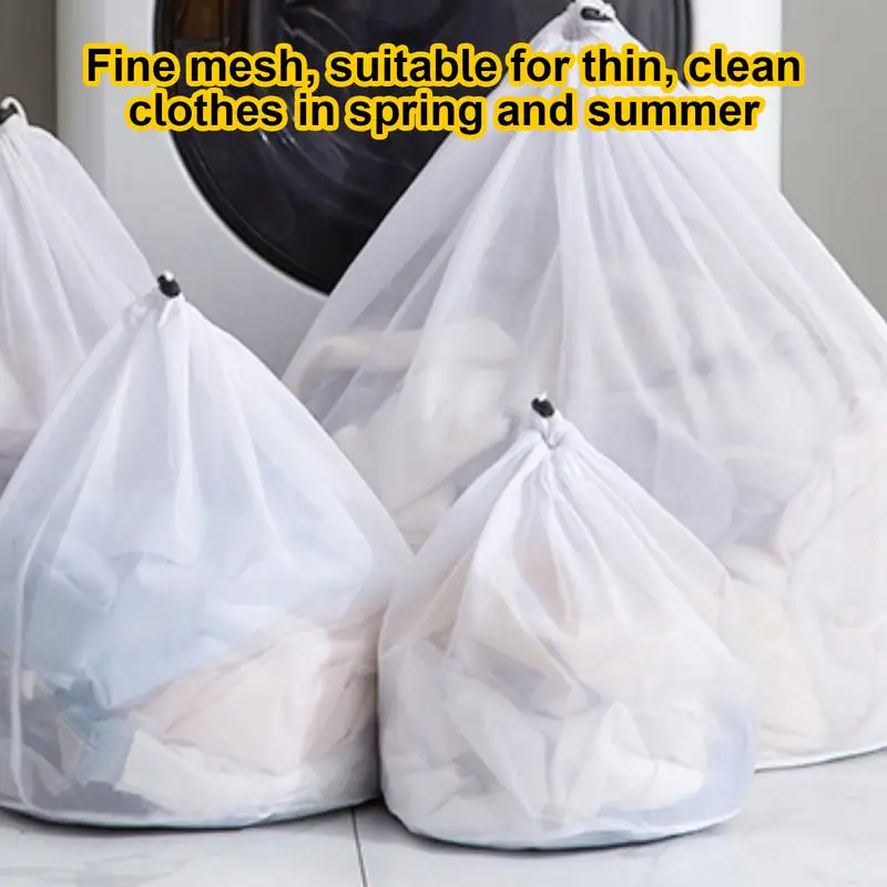 Laundry Wash Bags Universal Mesh Wash Bag With Drawstring Washable Laundry Delicates Bag Dirty Clothes Bag Net Bags For Home 2