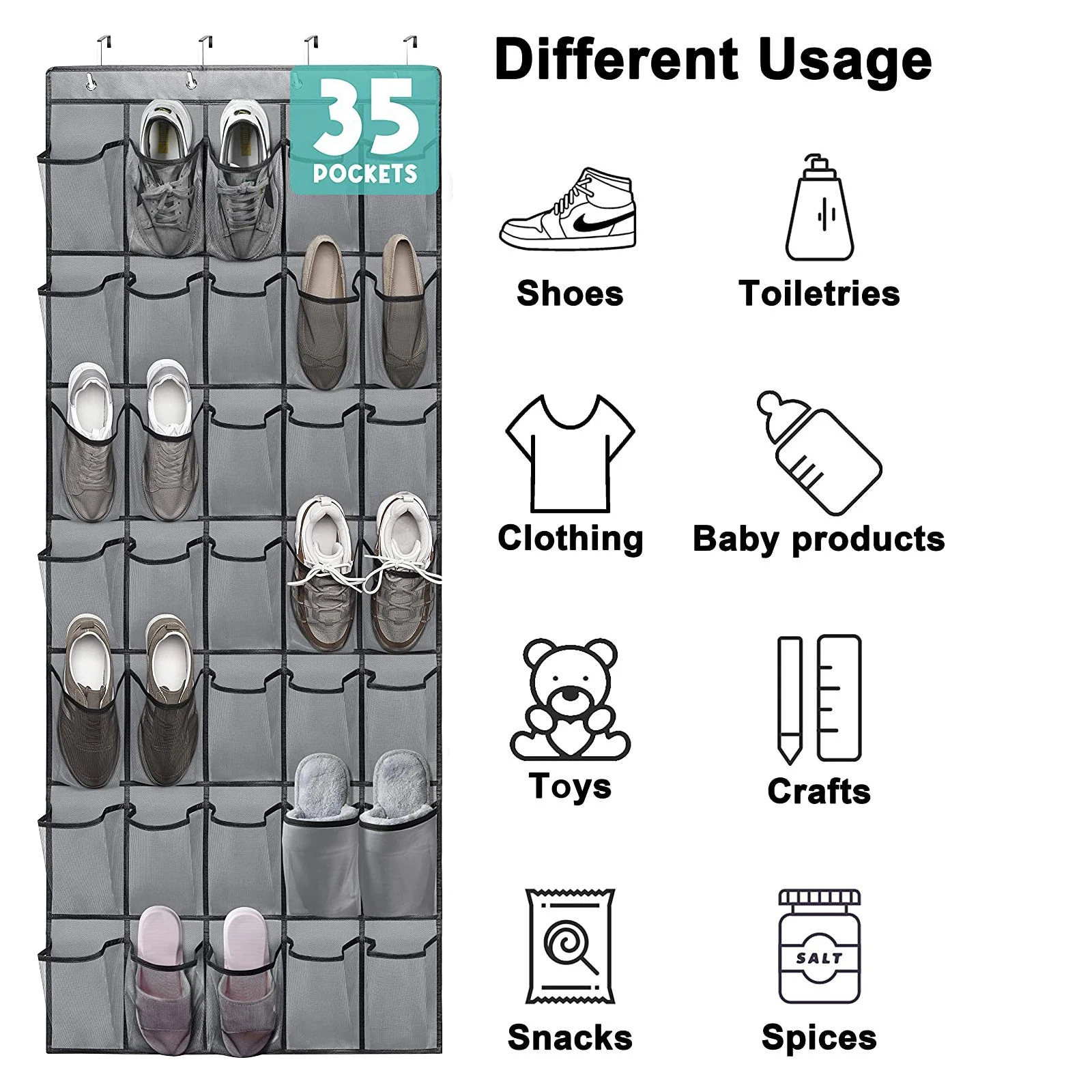 35 Pockets Over the Door Shoe Organizer Large Mesh Pockets With 4 Hooks Transparent Fabric Shoe Rack Storage Bag For Bedroom 3