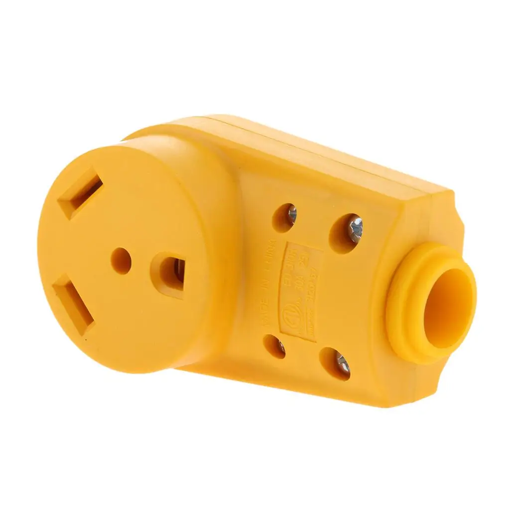 

125V/30Amp Heavy Duty RV Replacement Famale Plug with Ergonomic Grip Handle, Yellow