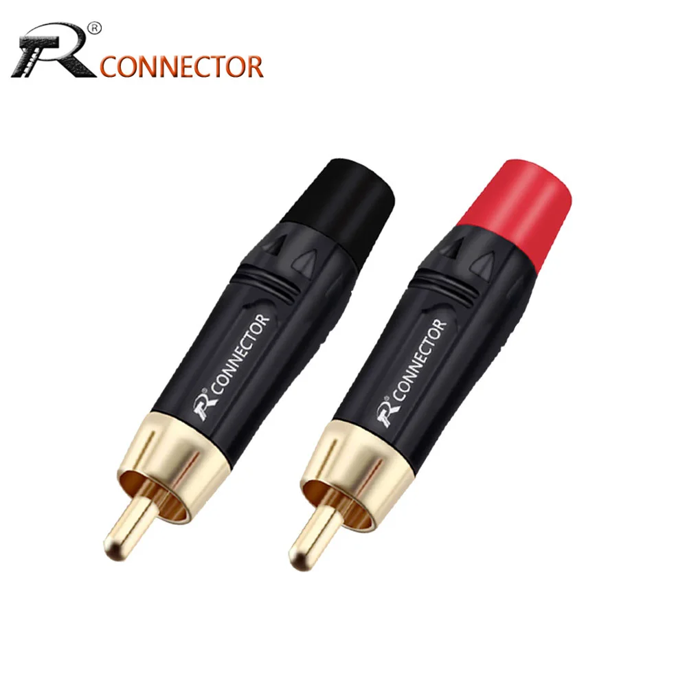 Conector de Eletroforese Macho Lotus Jack Plating Plugue de Alto-falante Banhado a Ouro Cabo mm 10 Pcs
