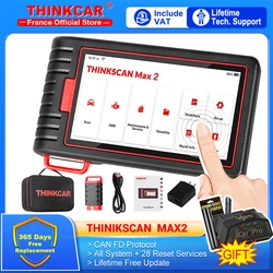 THINKCAR ThinkScan Max 2 All System OBD2 Diagnostic Tool Support with CAN FD For GM 2022 AF DPF IMMO 28 Reset ECU Coding Scanner