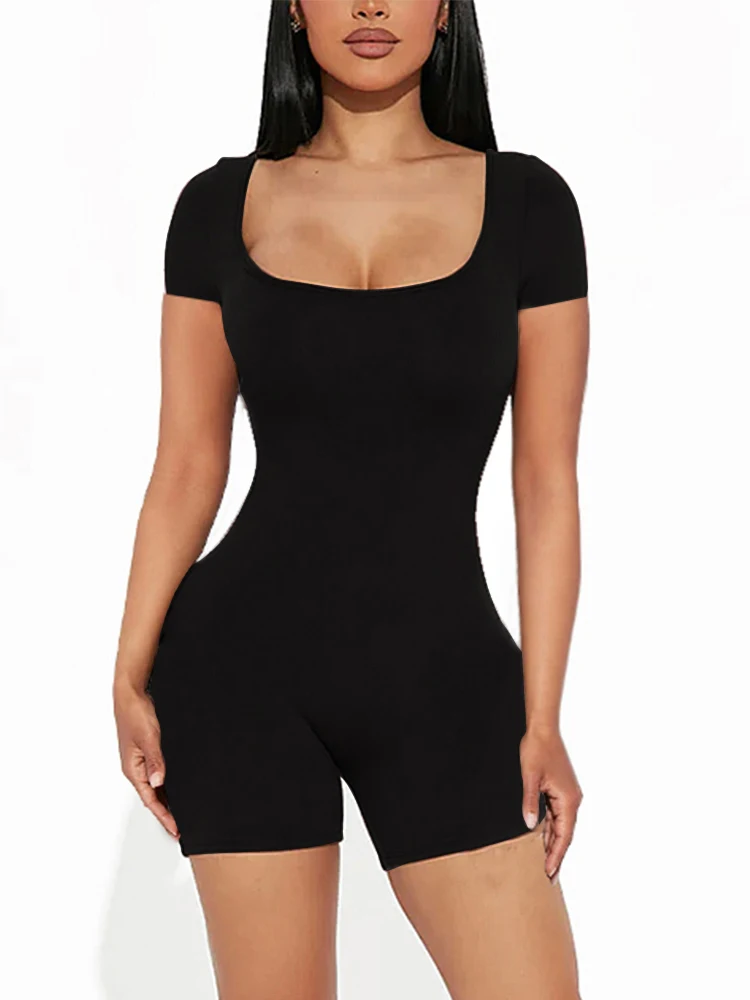 2023 Women's Sexy Solid Short Sleeve Crew Neck High Waist Bodycon