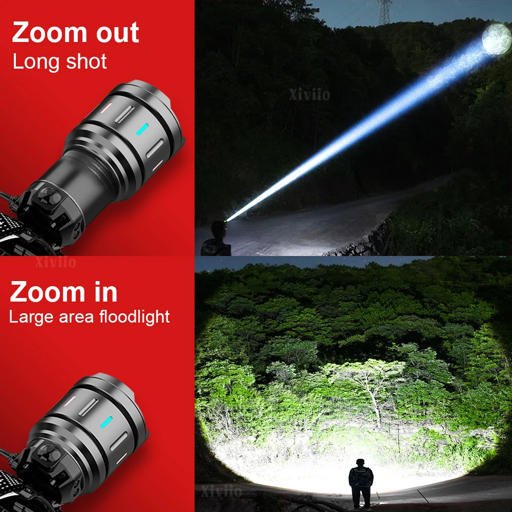 990000000LM 슈퍼 브라이트 LED 헤드라이트 1600W 고출력 헤드 토치 충전식 헤드램프 IPX6 방수 헤드 랜턴