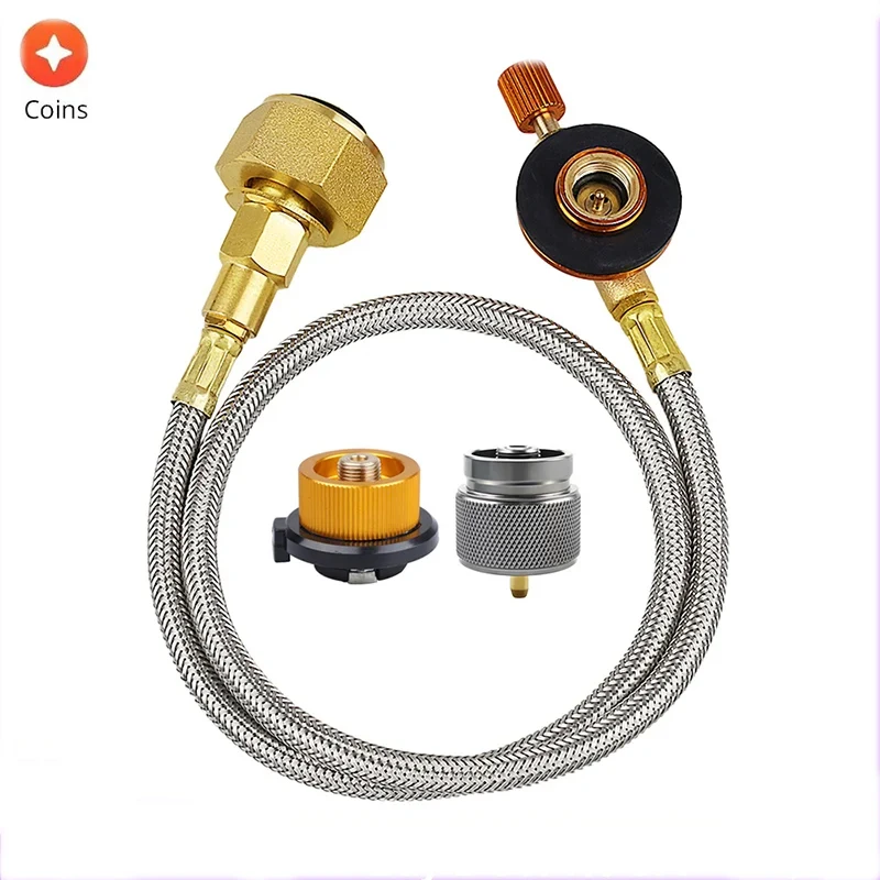 Gas Cylinder Filling Adapter Camping Gas Stove Burner Hiking Outdoor Burner Gas Tank Furnace Connector Valve Braided Hose