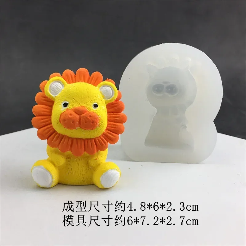 3D Lion Silicone Mold Handmade DIY Small Animal Aromatherapy Candle Plaster Soap Chocolate Cake Baking Mould Holiday Gift Making