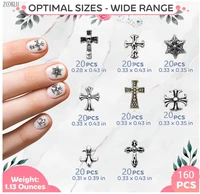 160Pcs Cross Nail Charms for Nails Accessories  Metal Nail Charms for Nails Design Nail Art Supplies for Women Goth Nail Cross 2