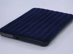 Colchón de aire doble, almohada de lujo, flocado, color azul