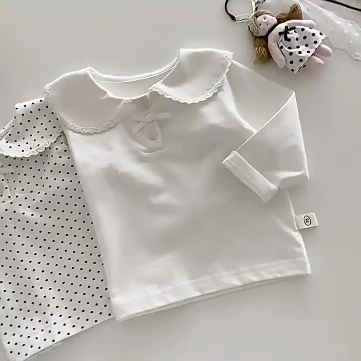 Новинка весны 2024 рубашка Babydoll в горошек для девочек модная футболка корейском