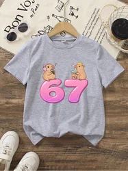 Capybara Digital Print Children's T - Shirt - Casual, Fashionable, Comfortable, and Versatile Short - Sleeved Top, Perfect Gift Choice - 130 (XV0439 - 4)