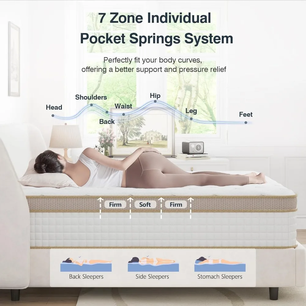 King Mattress  Strengthen Firm 12 Inch King Size Mattress in A Box  Hybrid Mattress King Size with High Density Memory Foam 4