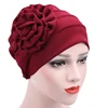Women Big Flower Turban Cotton Cancer Beanie Bonnet Inner Hijabs Cap Hair Loss Chemo Hat Elastic Head Cap Muslim Indian Hat 5
