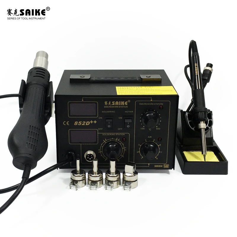 SAIKE 852D++ Rework Station Electricity Soldering Iron Adjustable Constant Temperature 2In1 Rework Soldering Heat Gun