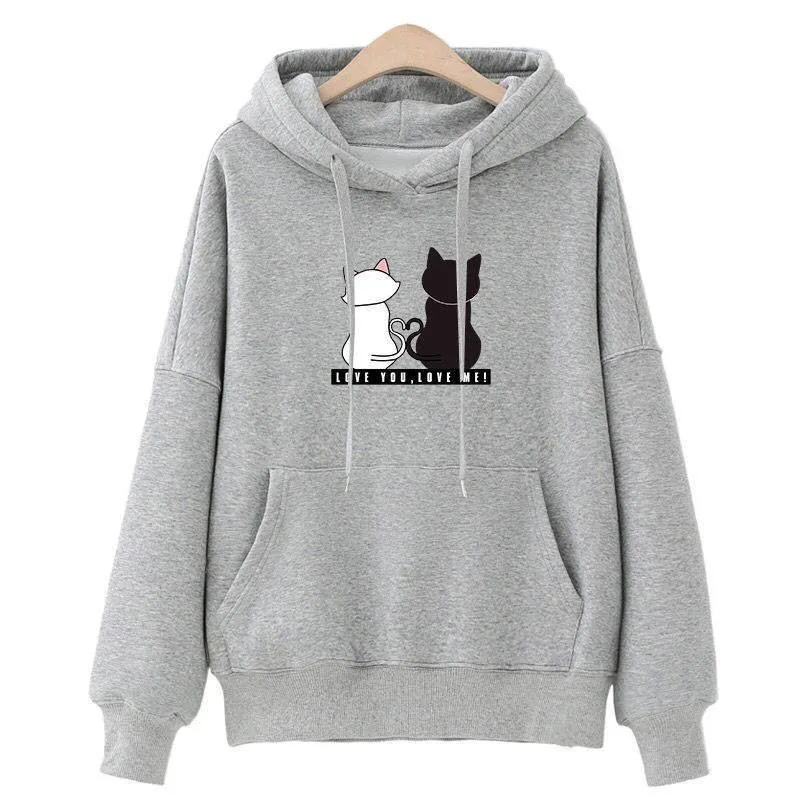 Streetwear Hoodies Women Sweatshirt Autumn Spring Long Sleeve Harajuku Cute Cat Print Female Casual Pullover sudadera mujer cute sweatshirts for girls Hoodies & Sweatshirts