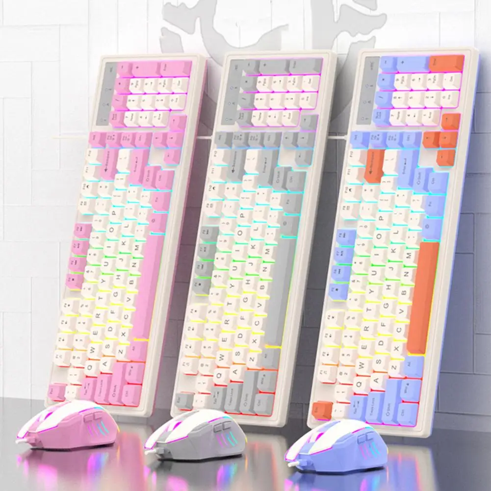 

RGB Wired Gaming Keyboard LED Backlight Multicolored Keyboard Ergonomics 98 Keys Mechanical Keyboard For Desktop Computer Laptop