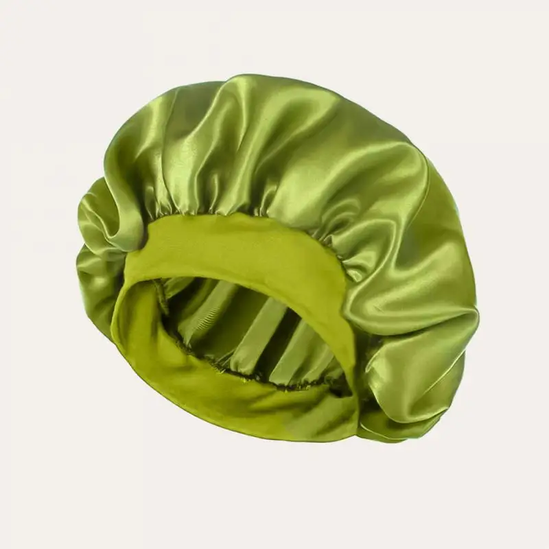 Satin Bonnet Women's Sleeping Hat Round Wide-brimmed Hair Care Elastic Band Unisex Head Wrap Night