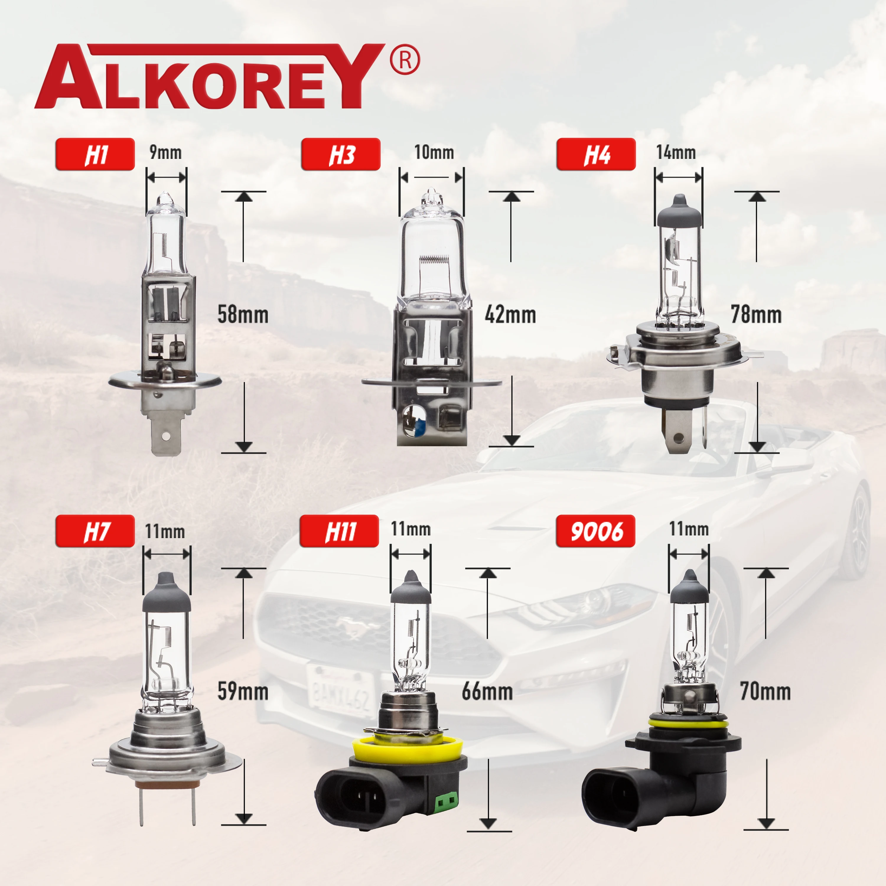 Alkorey 2PCS H15 12V 15/55W Clear Auto Headlight Bulbs Warm White 3350K Car Lights Driving Lamp Halogen Lamps 3
