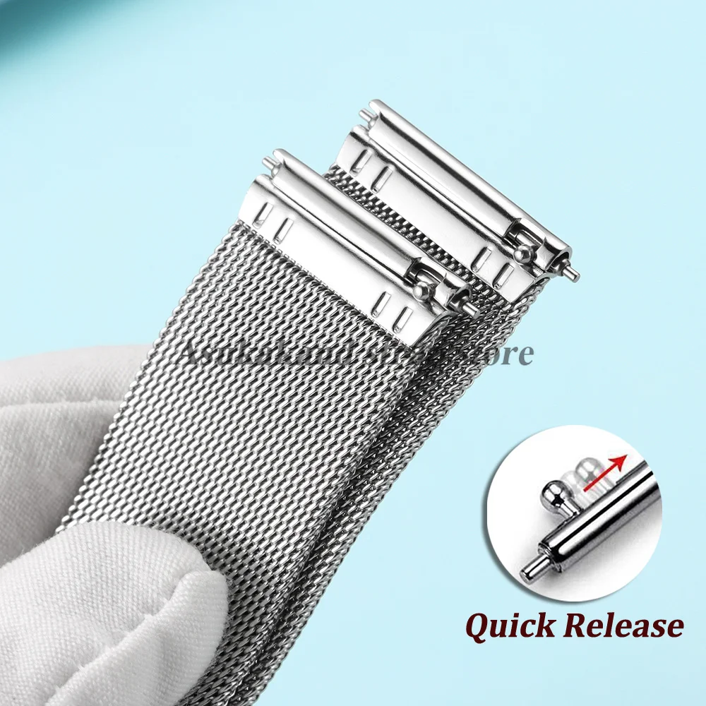 Premium Quick Release Stainless Steel Watch Strap - Metal Bracelet in Multiple Sizes