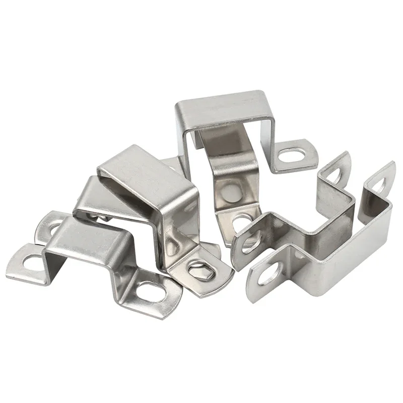 304 Stainless Steel Thickened Square Rectangular Ohm Tube Card U/M-type Horseback Saddle Clip Clamp Buckle Throat Hoop Bracket