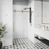 Adjustable Frameless Sliding Shower Door with Clear Tempered Glass, Matte Gold, 56-60 in. W x 74 in. H,  Shower Door 6