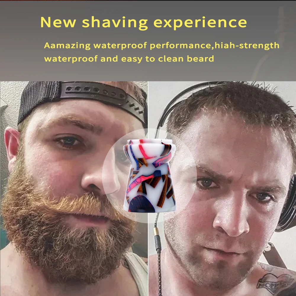 2022 New Men\'s Shaving Brush Tool Square Broken Star Handle Resin and Wood Beard Kit Gift for Father