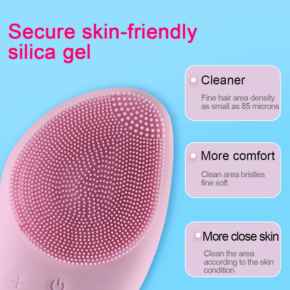 Ultrasonic silicone Electric USB Rechargeable face skincare machines cleaner