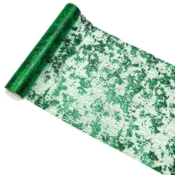 Glamorous Gold Glitter Table Runner - Elegant Mesh Sparkle Fabric for Events and Celebrations (Green)
