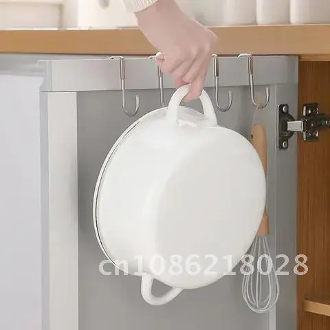 

Stainless Steel Over The Cabinet Door Hook S-Type Door Hanger Bathroom Kitchen Nail-Free Wall Mounted Coat Racks