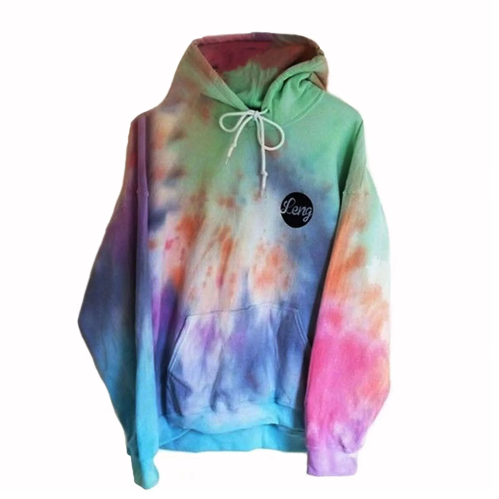 

Women Tie Dye Print Letter Graphic Tie Dye Drop Shoulder Drawstring Hoodie Long Sleeve Hoodlies Long Sweatshirt Jacket