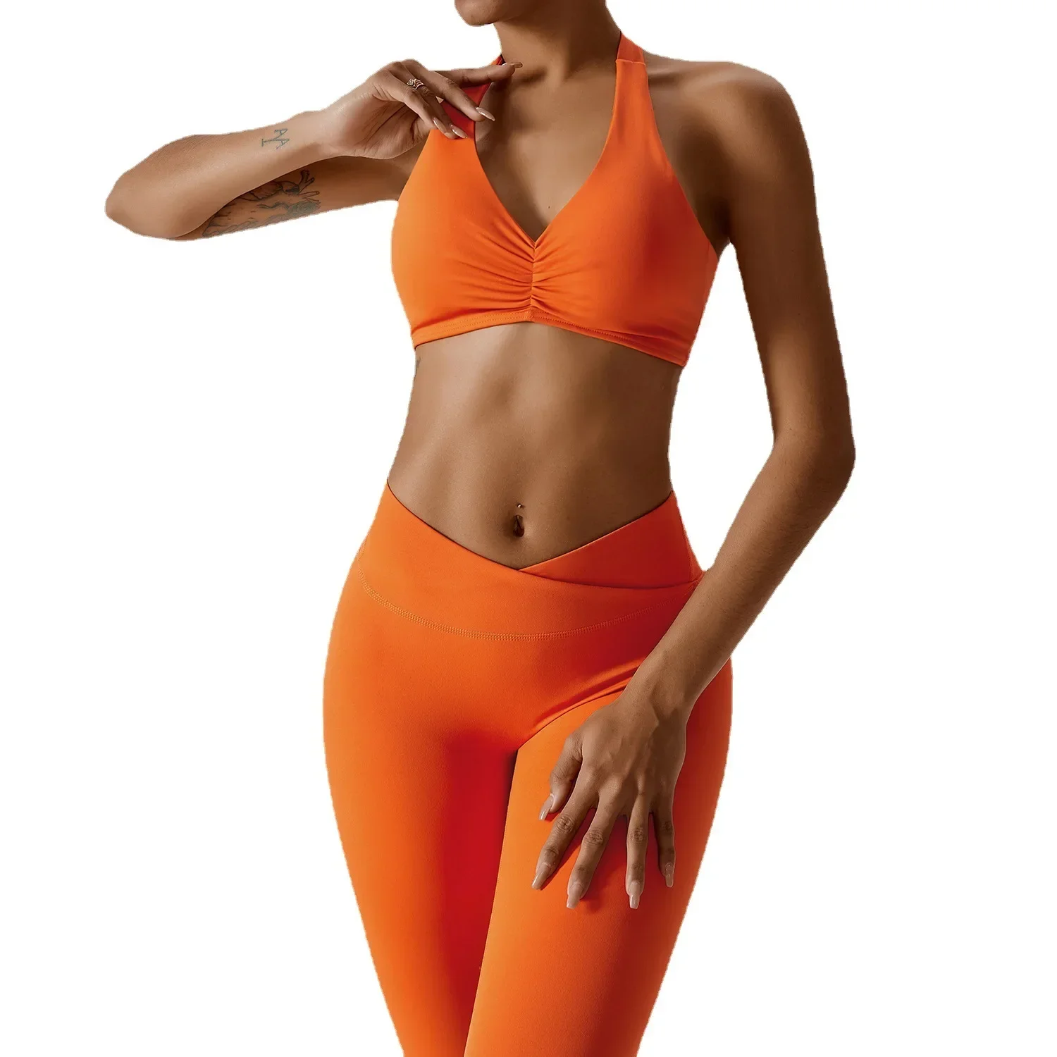 New Women's Yoga Set with Elasticity, Beauty Back, Bare and Fitness Clothes, Quick-Drying and Breathable Sports Tight Suit