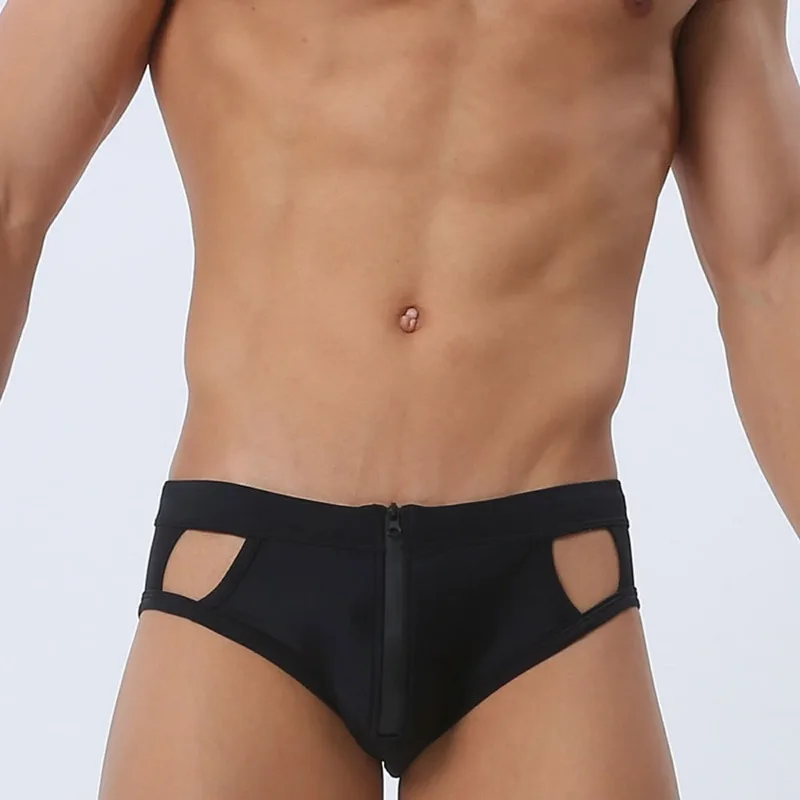 Men's Sexy Hollowed Out Swimming Trunks Summer Quick-Drying Swimming Beach Shorts Surf Bathing Suit Boxer Briefs Bikini Swimwear