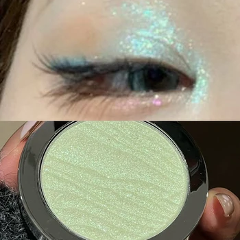 Glitter Highlighter Powder Palette Pearlescent Monochrome Diamond Green Eyeshadow Natural Contour Long Lasting High-gloss Powder 1