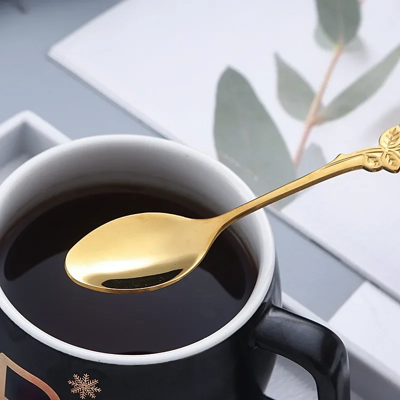 Tea Stirring Spoon Ice Cream Scoop Cute Rose Flowers Spoons Rainbow Coffee Tea Spoon Flatware Drinking Tools Stainless Steel stainless steel spoon,stainless steel spoon set