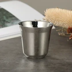 80ml Stainless Steel Mini Insulated Coffee Cup, Portable and Compact (Silver)