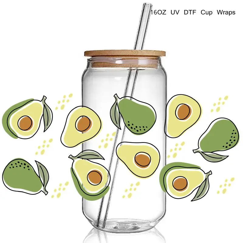 Lemon Design 3D UV DTF Cup Wraps stickers Fruit UV Cup Wraps for 16oz Libbey Glass Tumbler