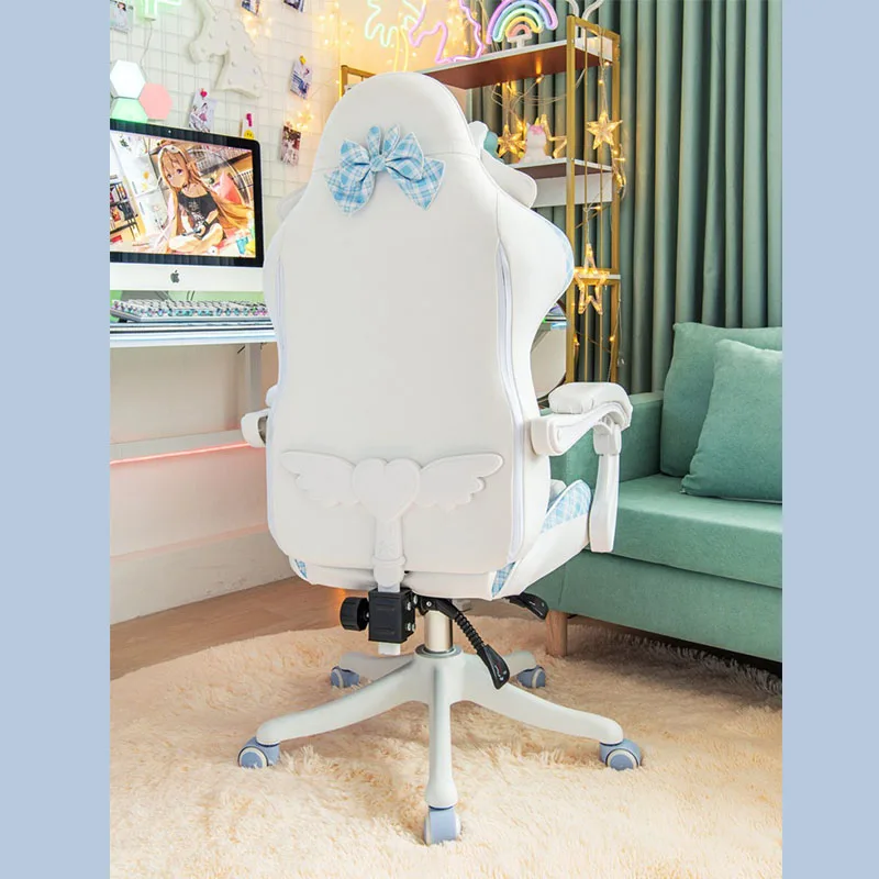 Hot Sale JK Gaming Chair Cute Pink Japanese Girl Upgradable Rotary Nгровые Cтуль Student Home Office Fixed Armrest Bow Cтул 4