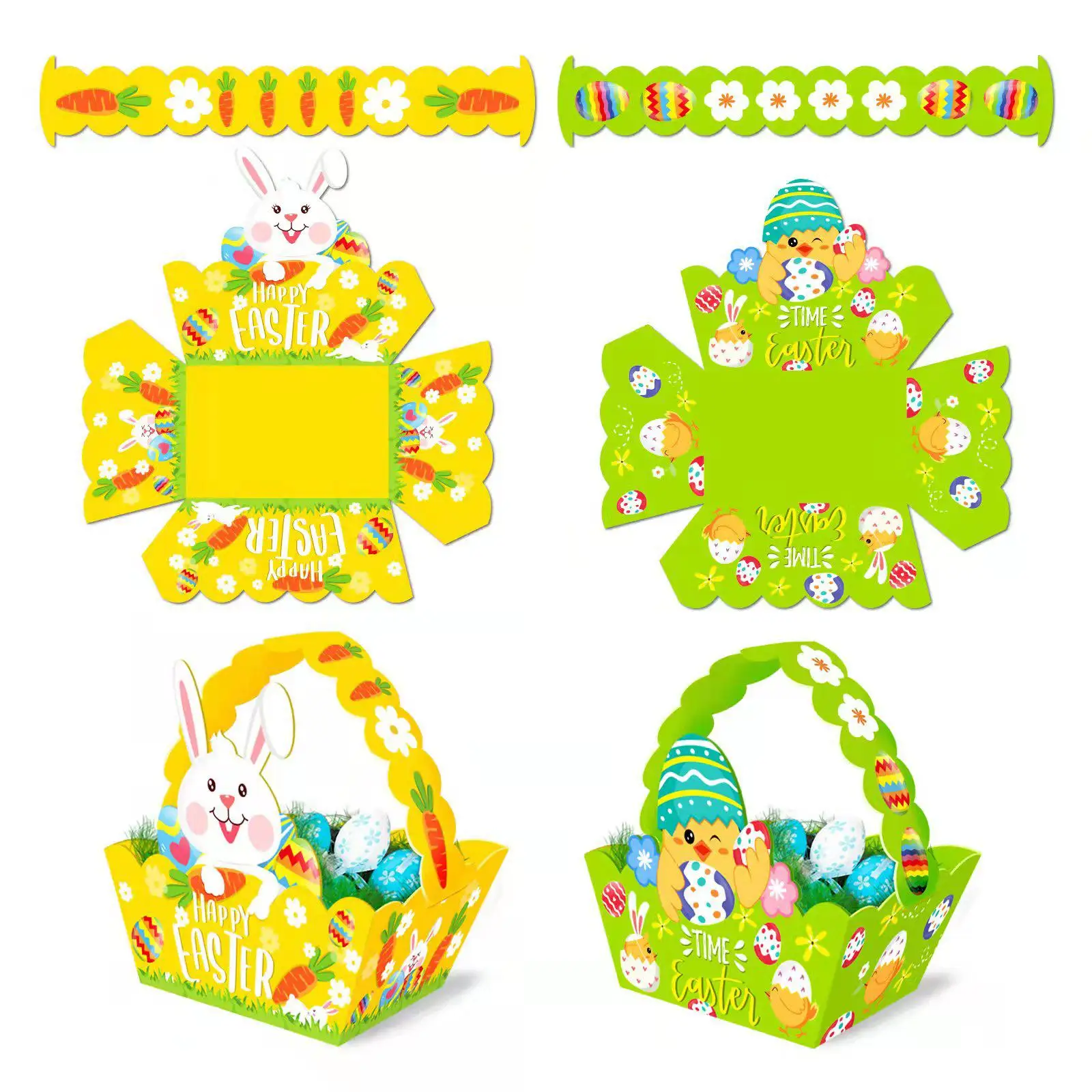 12Pcs Easter Baskets for Kids with Handle Gift Baskets Paper Mini Easter Egg Baskets for Adults Mom Family Women Baby Shower