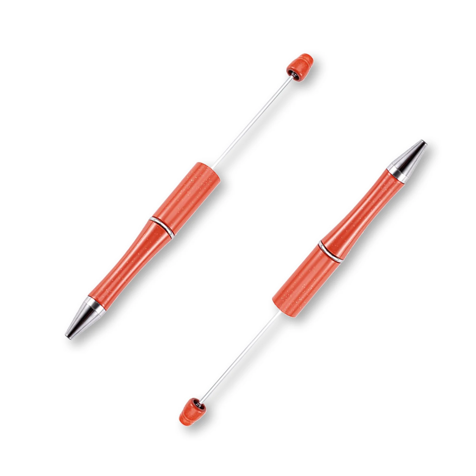 30Pcs Orange Beaded Students Plastic Beadable Writing Supplies Bead Pen Ballpoint Pens