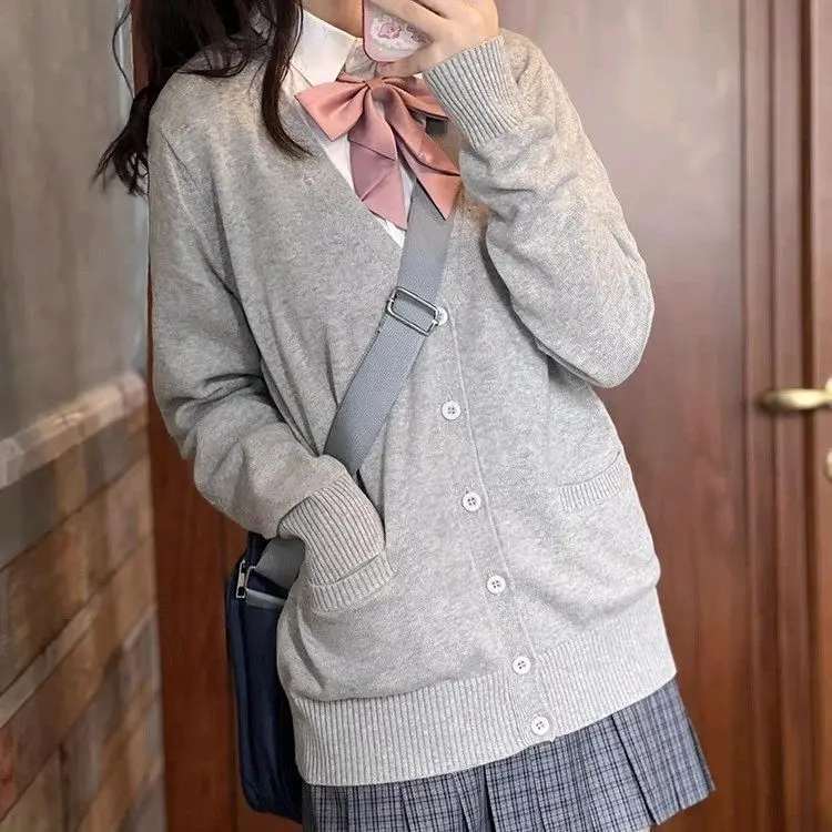 Autumn Pink JK Sweater Cardigan Coat Women's College Style Uniform Cardigan Student Cute Knitted Sweater