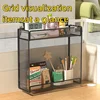 Metal hanging storage rack Organizer desktop hanging basket, suitable for school/office/any desktop, complimentary hook, black 5