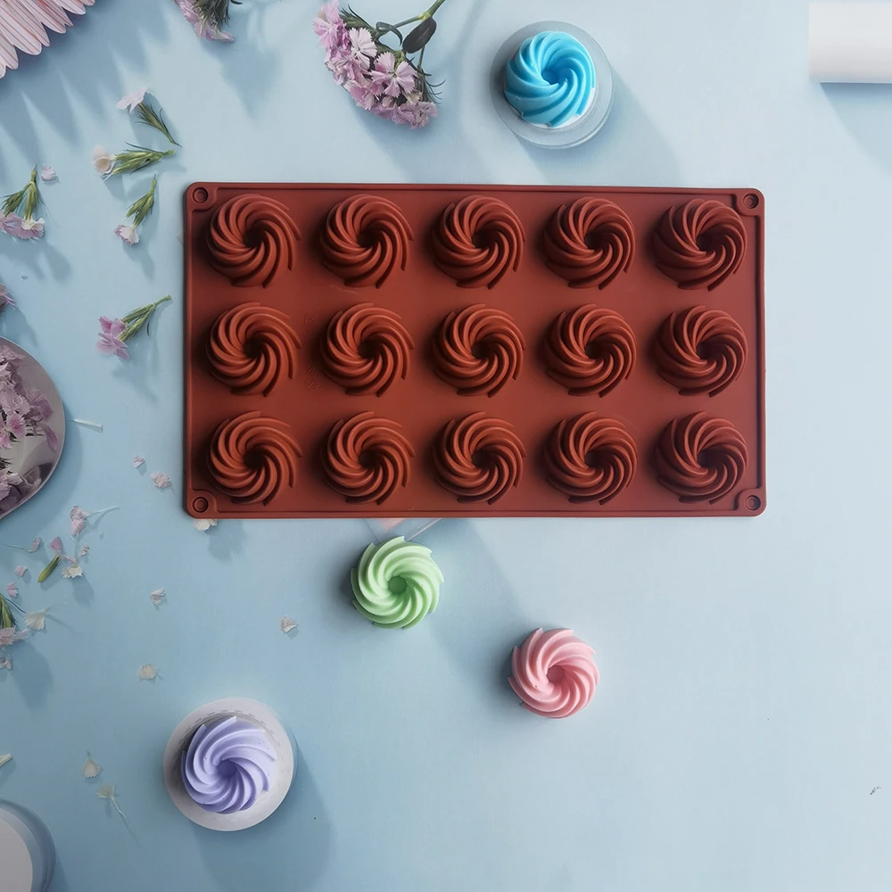 

15 Holes Spiral Shape Silicone Cake Mold Mousse Dessert Baking Chocolate Donuts Bakeware Pastry Mould