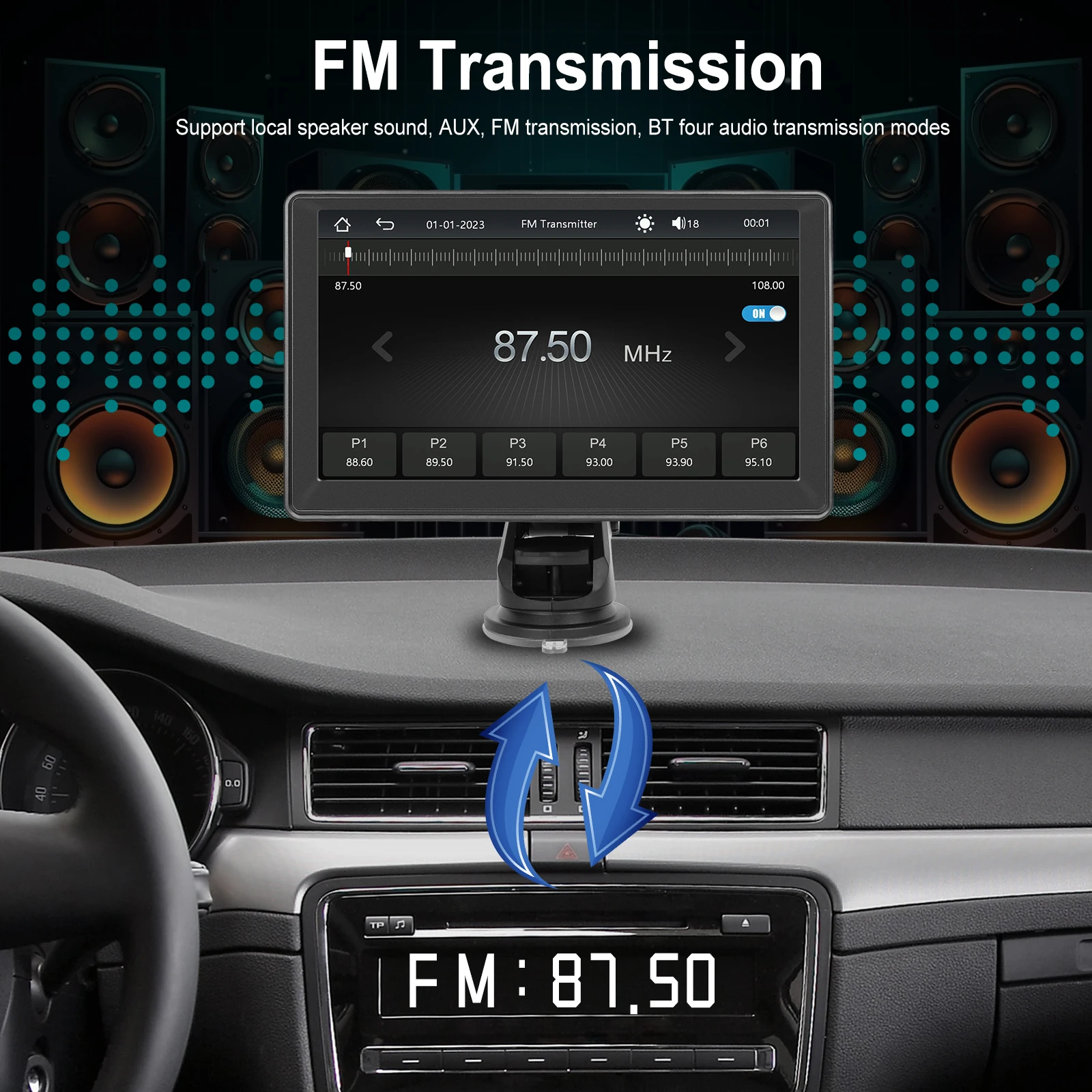 Reproductor MP5 Podofo de 7 Pulgadas con CarPlay Inalámbrico, Android Auto, Navegación GPS, Mirror Link, Transmisión FM, Pantalla Inteligente, Reproductor de Música BT, EQ, AUX, Audio, Monitor MP5 5