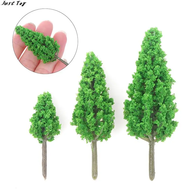 

10PC 3.5/5.5/6.5CM Train Railway Railroad Scenery Landscape For Dollhouse Decor Pine Trees Plastic Tower Shaped Trees Model